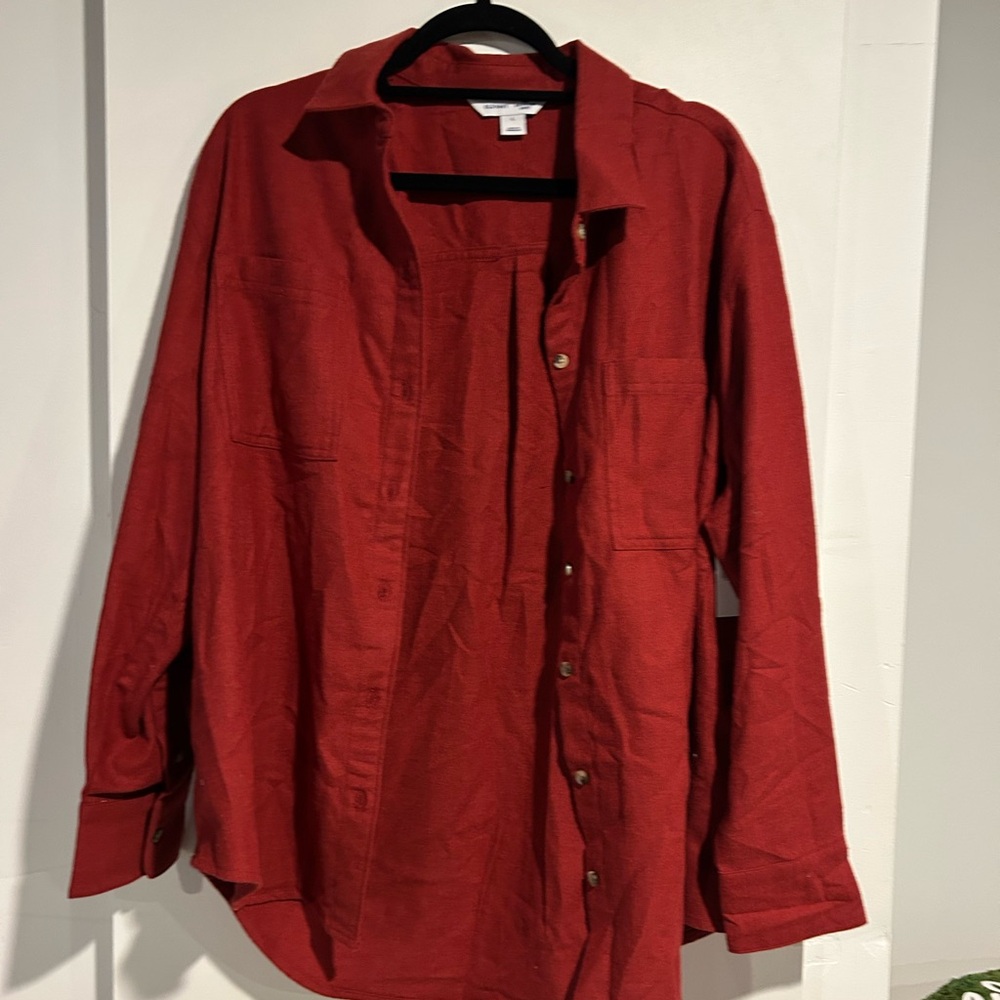 Old Navy Red Women's Boyfriend Shirt NWT